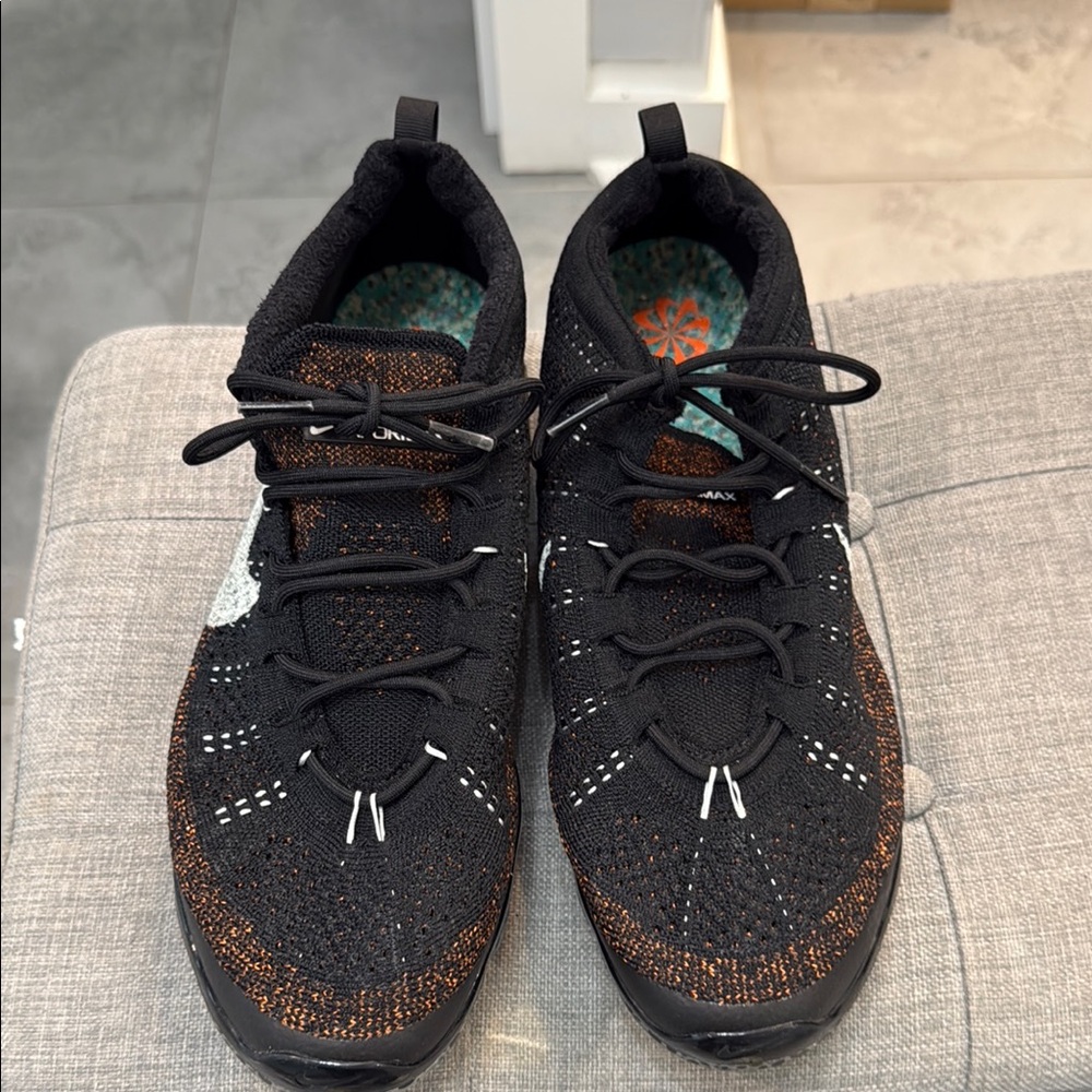 Nike Black and Orange Air VaporMax Flyknit Sneakers - Picture 2 of 5